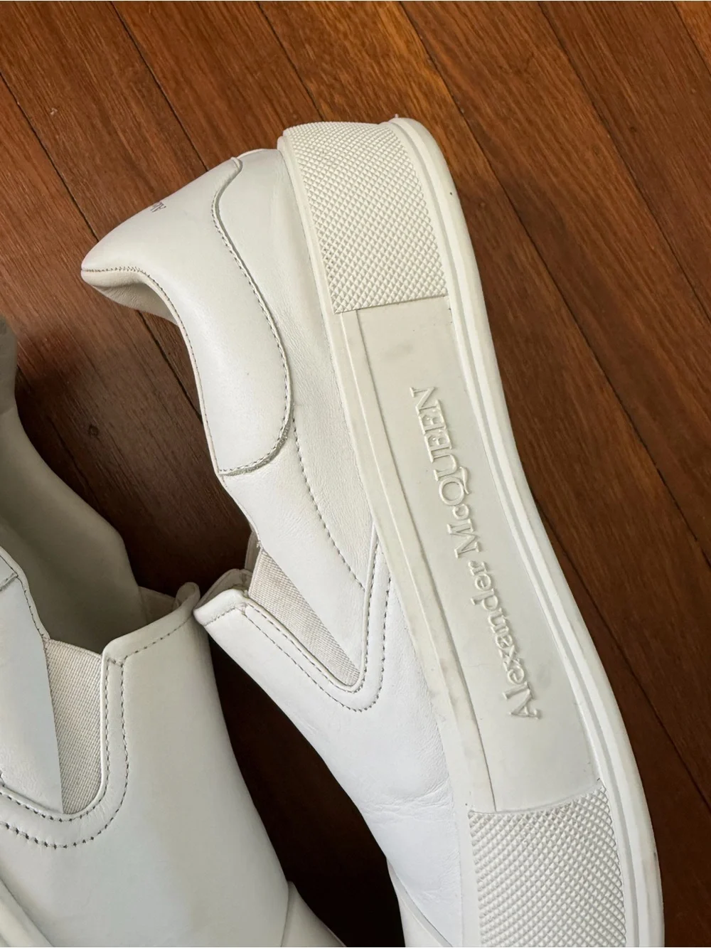 Alexander McQueen White Leather Slip-On Loafers mens size 12